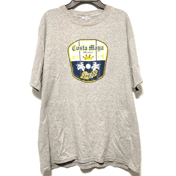 yazbek Other - mens large gray shirt Costa Maya Mexico Short Sleeve Pullover logo lightweight